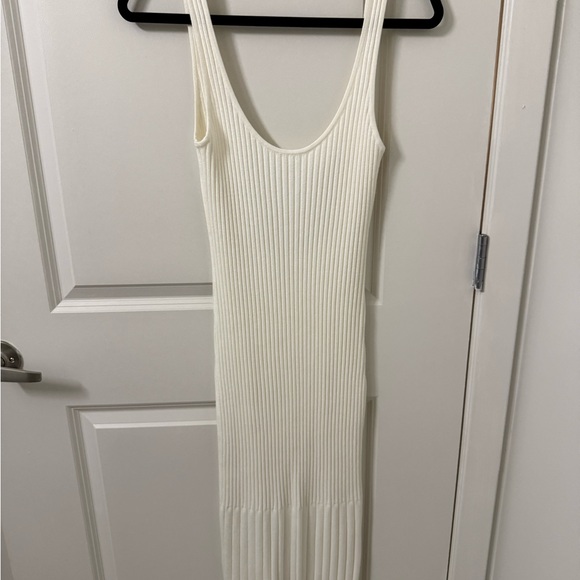 Open Edit Dresses & Skirts - Chic Cream Ribbed Knit Midi Dress